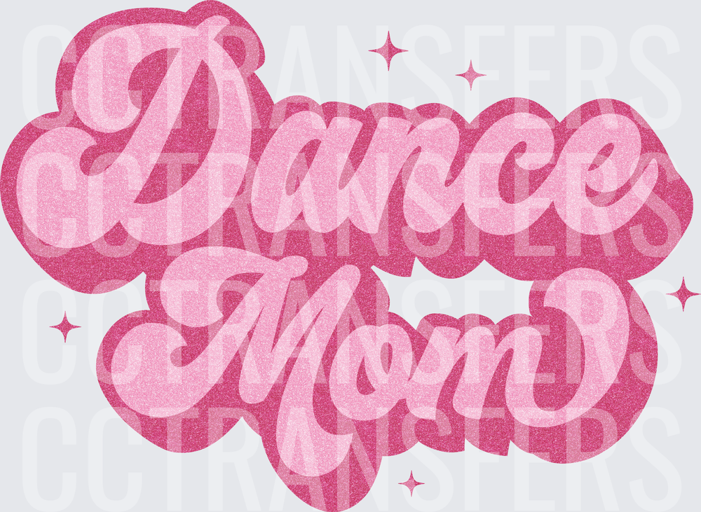 Retro Glitter Dance Mom Script with Sparkles (DTF)