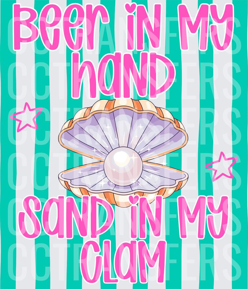 Beer In My Hand Sand In My Clam Pearl Clam Shell (DTF)
