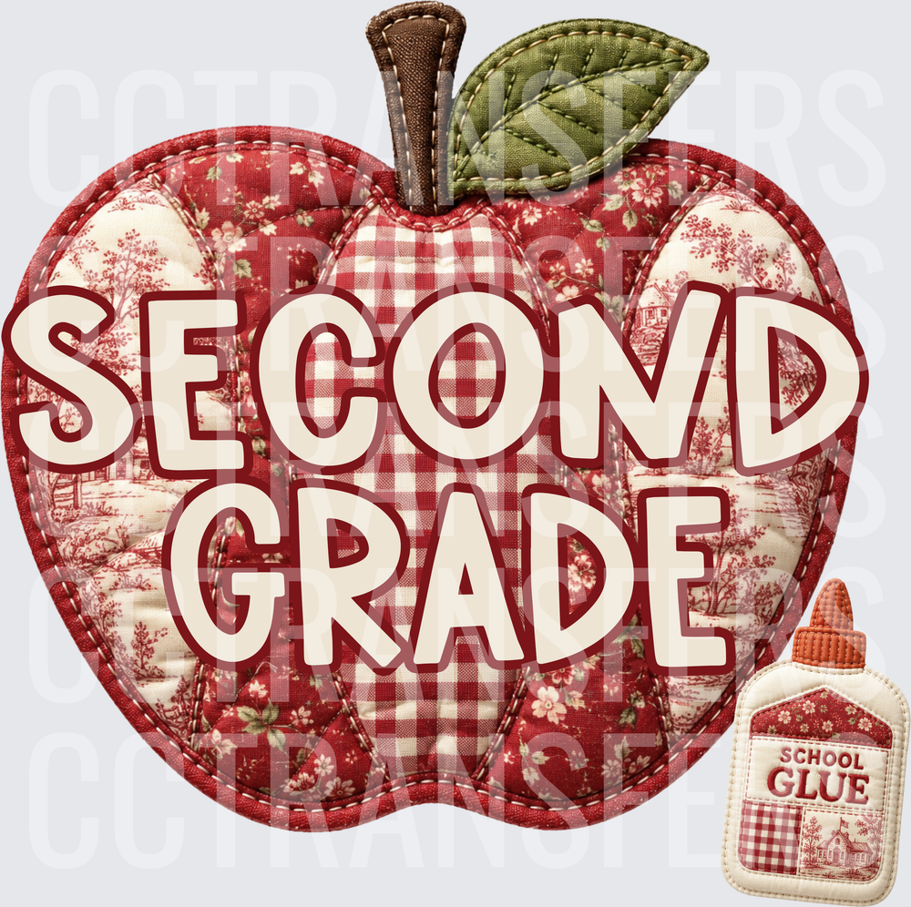 Second Grade Quilted Apple with School Glue (DTF)