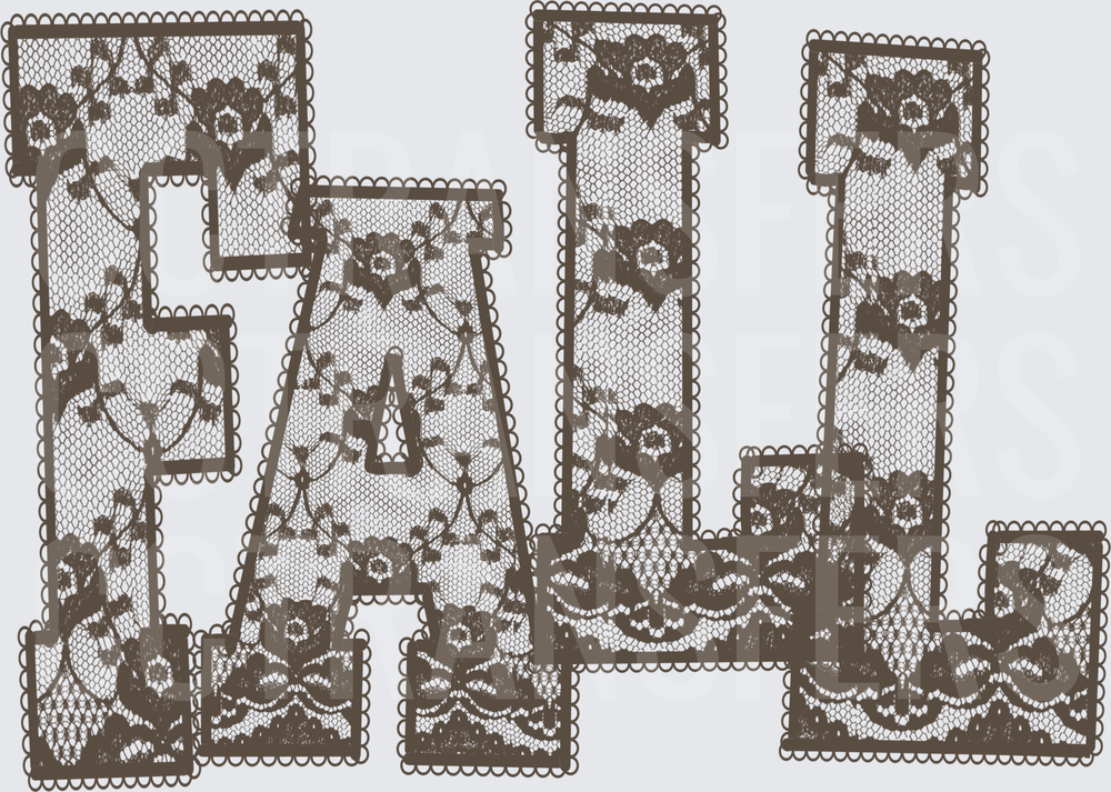 Lace Floral FALL Word Art Brown Vintage (DTF)