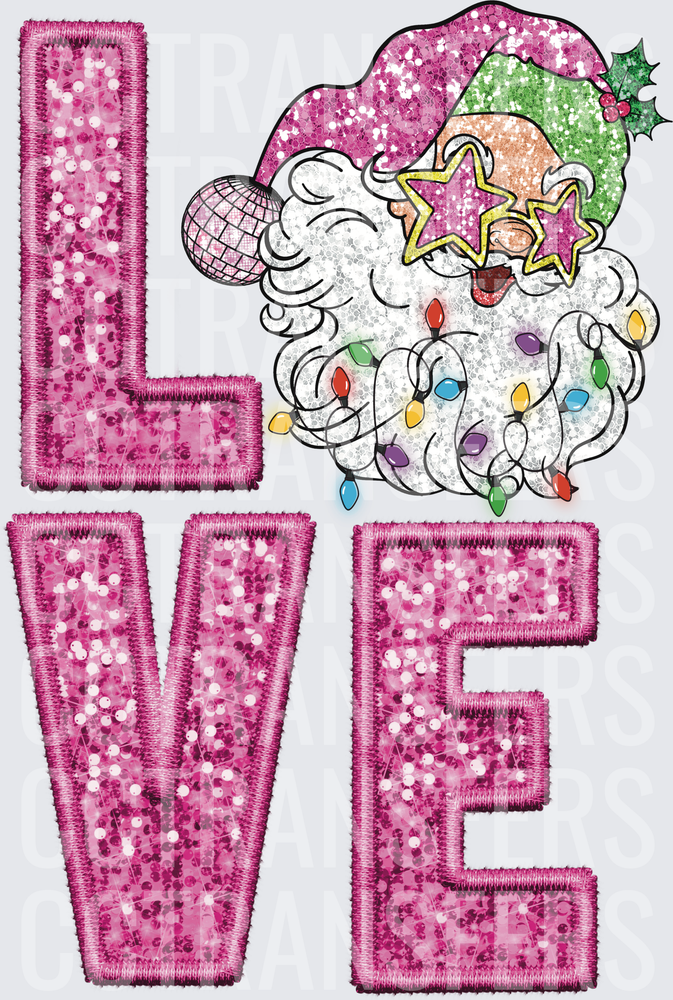 LOVE Glitter Santa Star Sunglasses Christmas Lights (DTF)