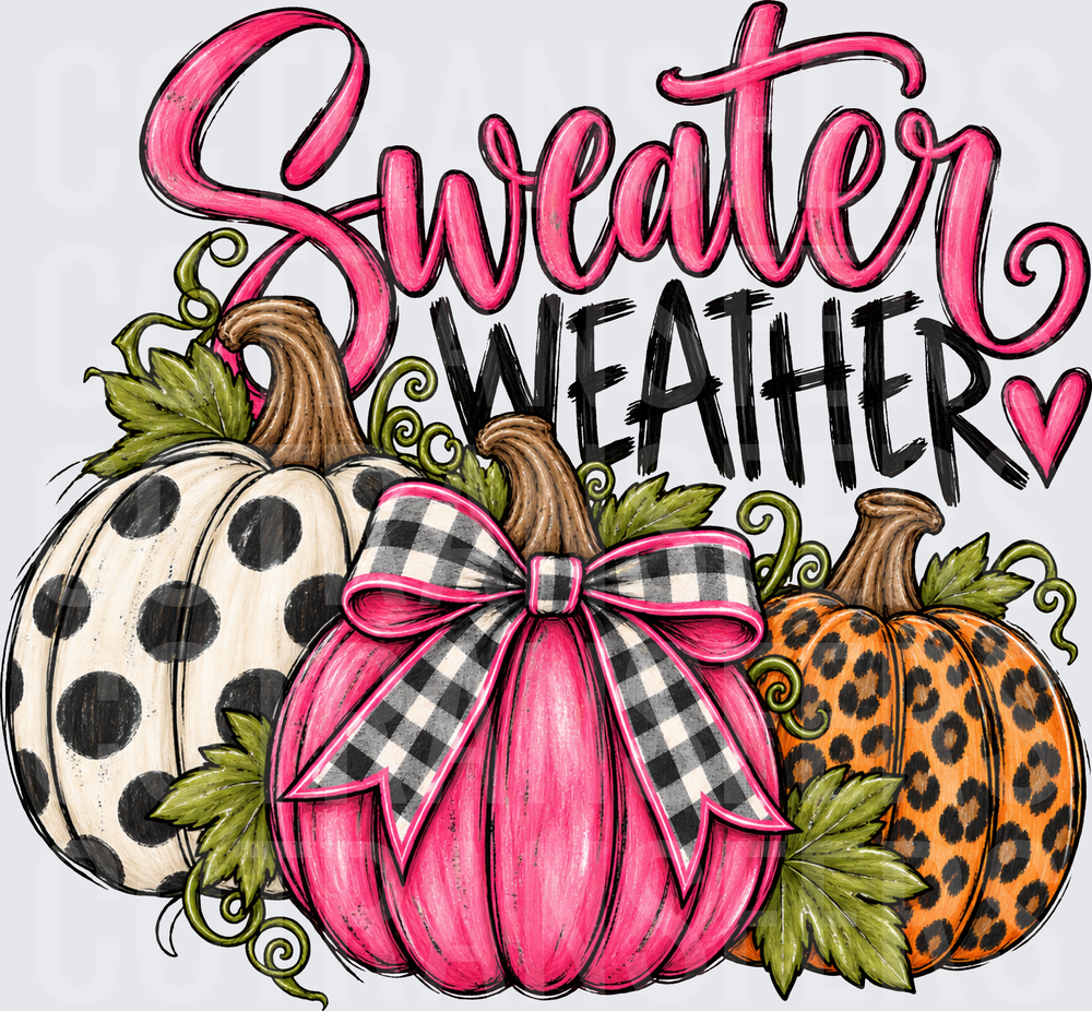 Sweater Weather Patterned Pumpkin Trio Fall (DTF)
