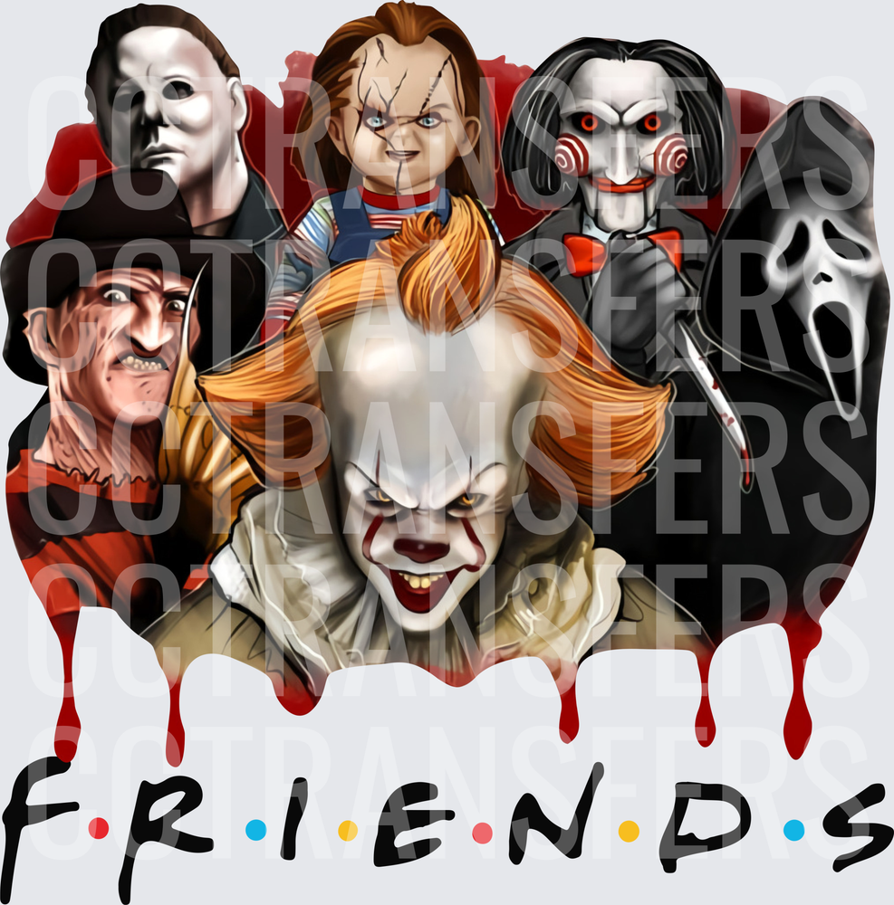 Horror Icons Friends Parody Group Blood Drip (DTF)