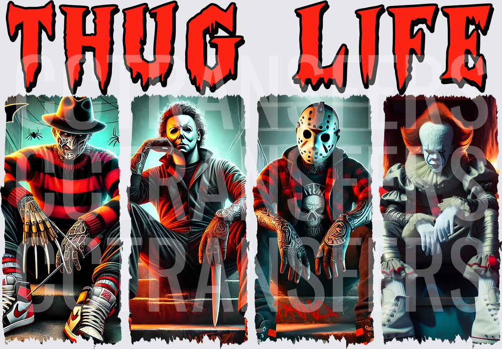 Thug Life Horror Icons Squad Tattoo Street Style (DTF)