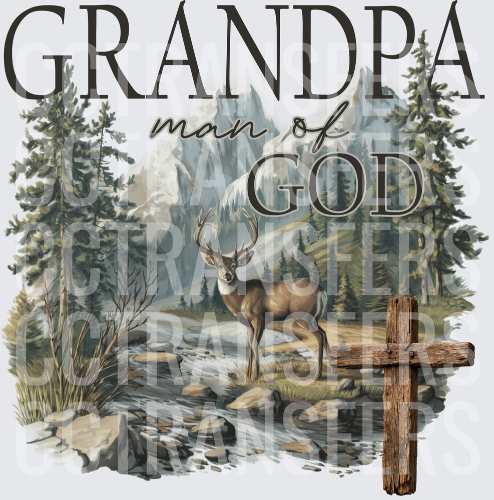 Grandpa Man of God Buck Mountain Cross (DTF)