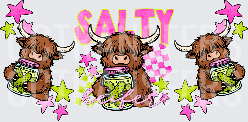 Salty Heifer Highland Cow Pickle Jar Stars (DTF)