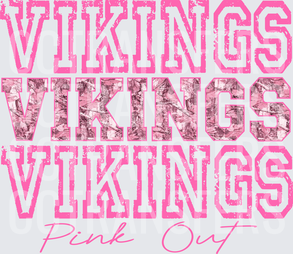 Vikings Vikings Vikings Pink Out Triple Stack DTF