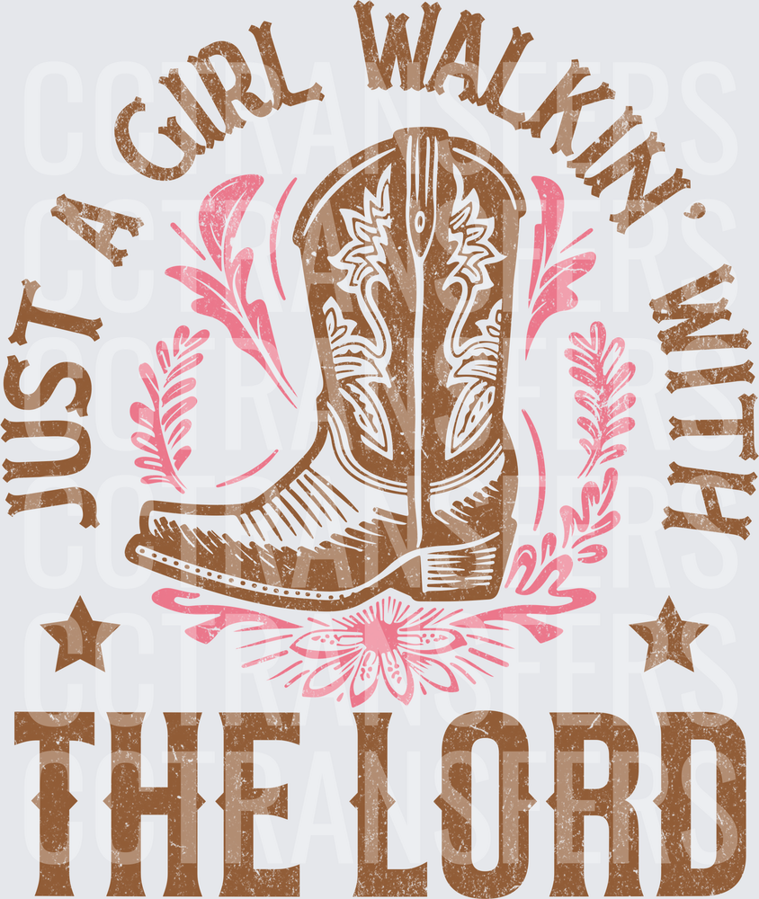 Just A Girl Walkin With The Lord Cowboy Boot Floral (DTF)