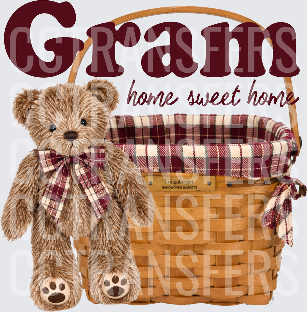 Gram Home Sweet Home Teddy Bear Woven Basket (DTF)