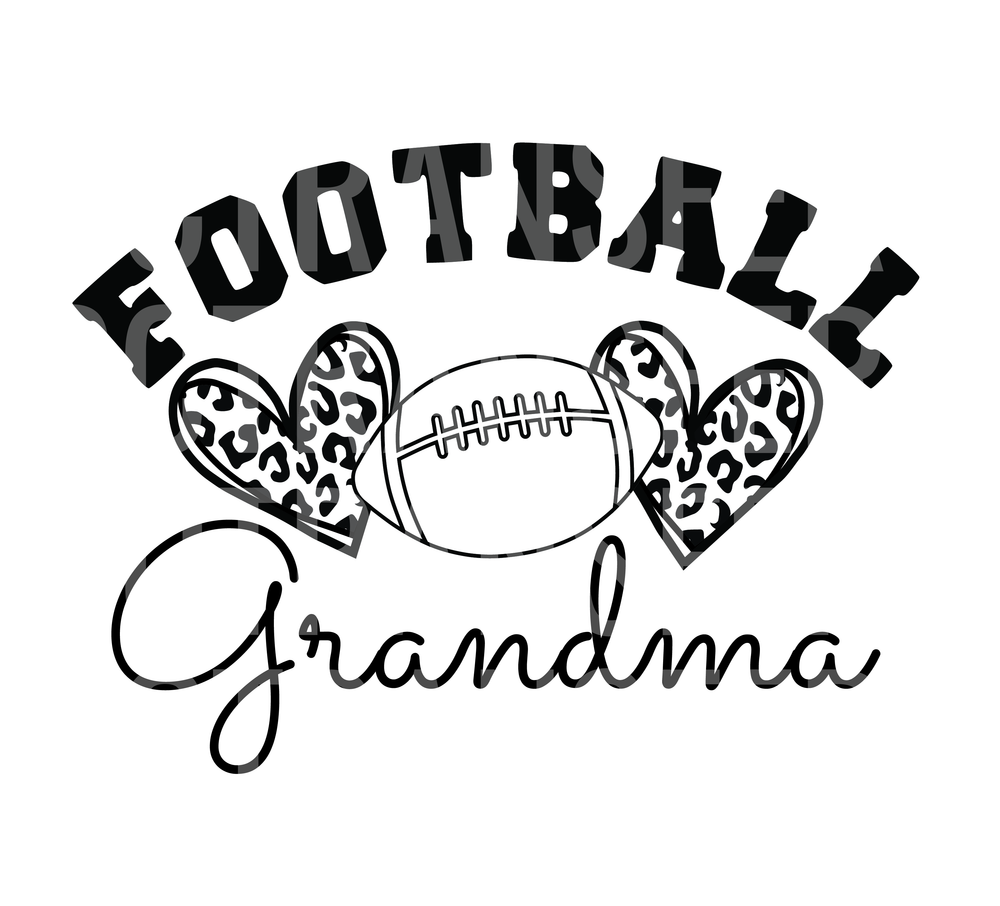 Football Grandma Leopard Hearts Design (DTF)