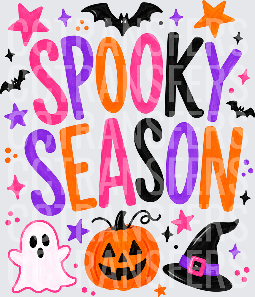 Spooky Season Ghost Pumpkin Witch Hat Bat Halloween (DTF)