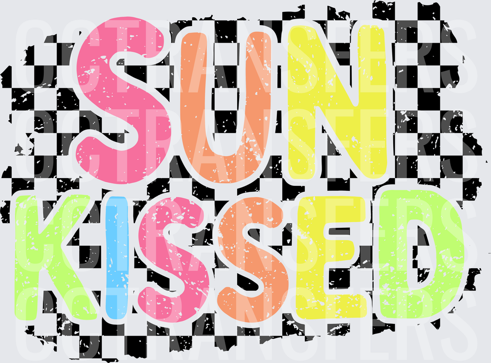 Sun Kissed Retro Checkered Colorful Bold Lettering (DTF)