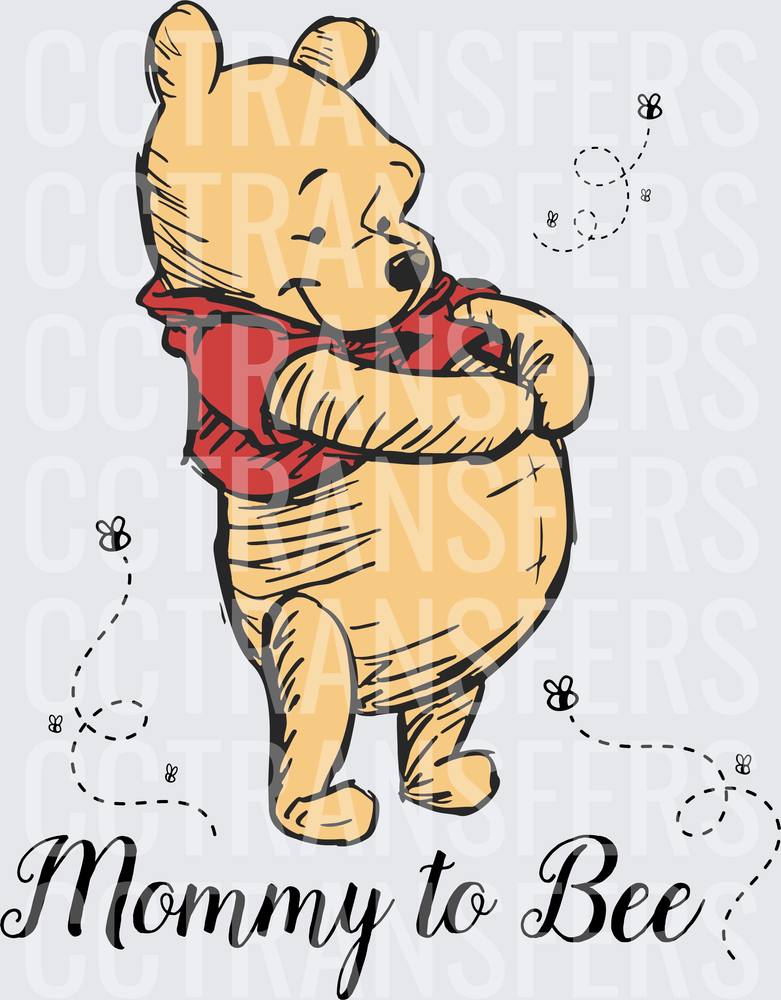 Mommy to Bee Cartoon Bear with Buzzing Bees (DTF)