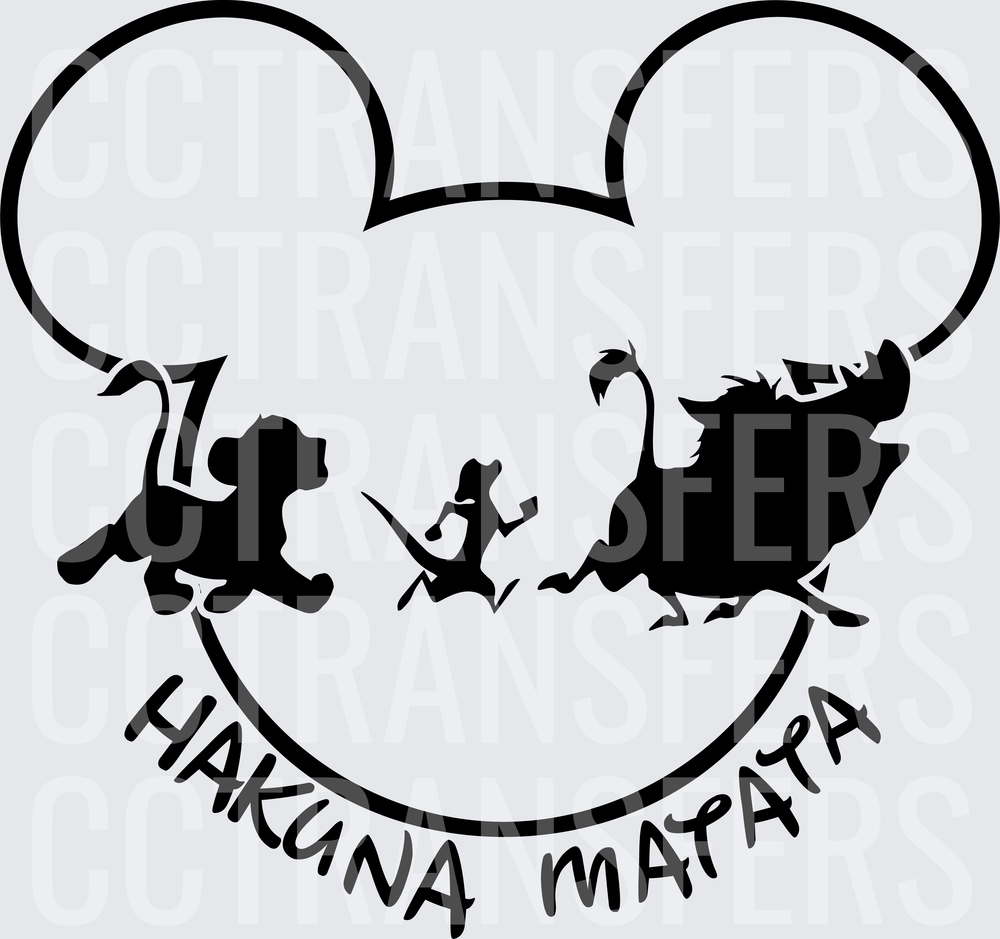 Lion Cub Meerkat Warthog Mouse Ears Silhouette (DTF)