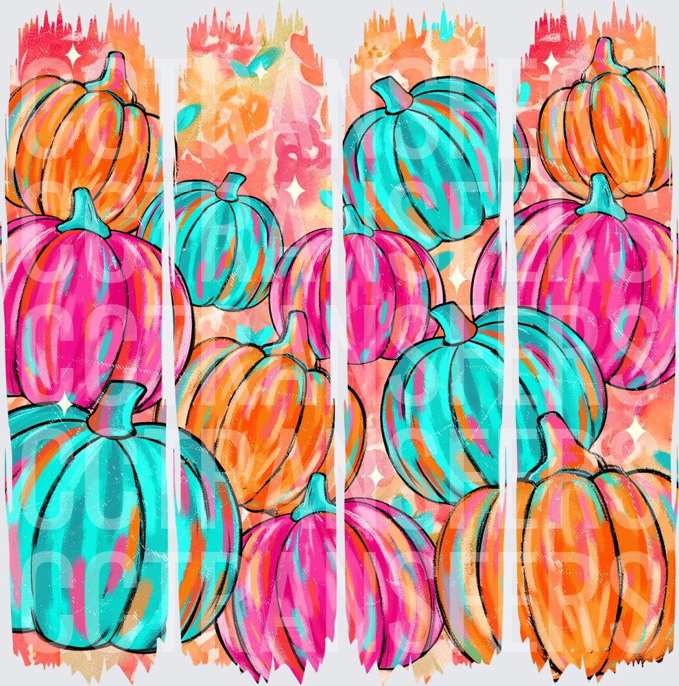 Colorful Boho Pumpkin Patch Teal Pink Orange Stack (DTF)