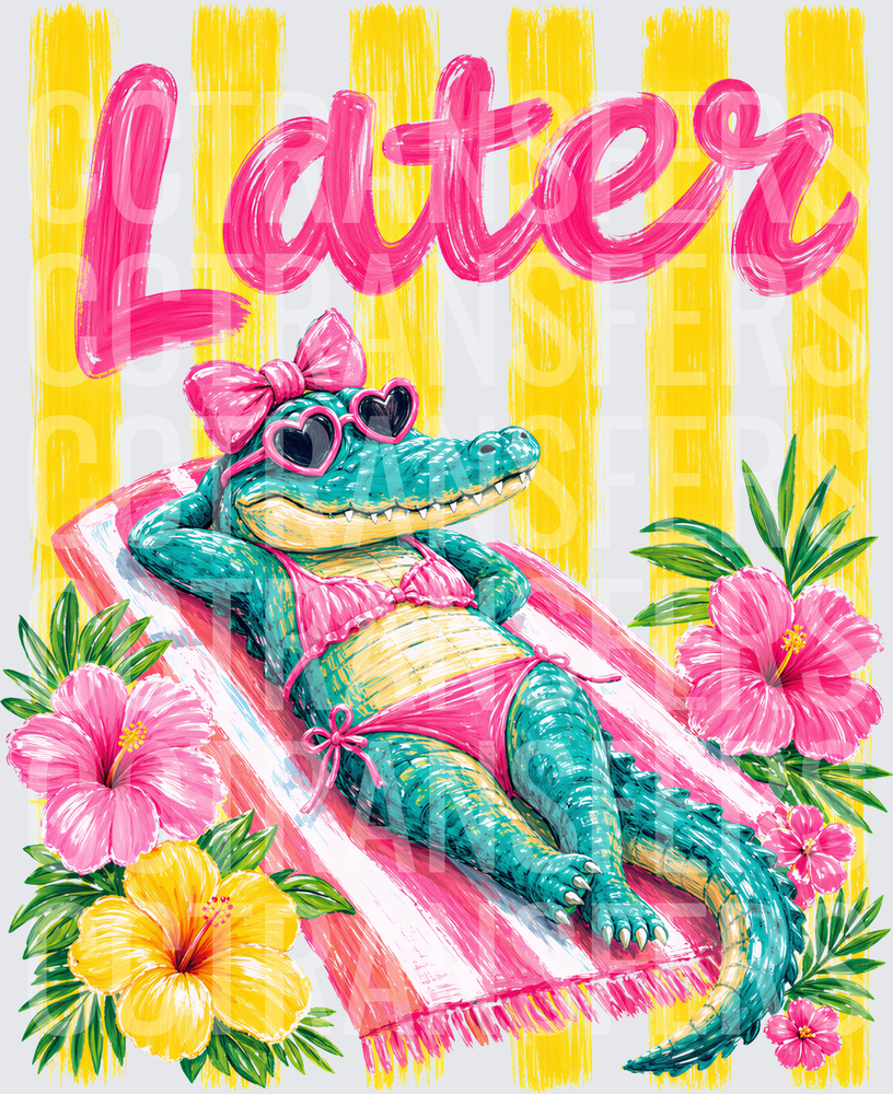 Later Gator Girl Sunbathing in Pink Bikini (DTF)