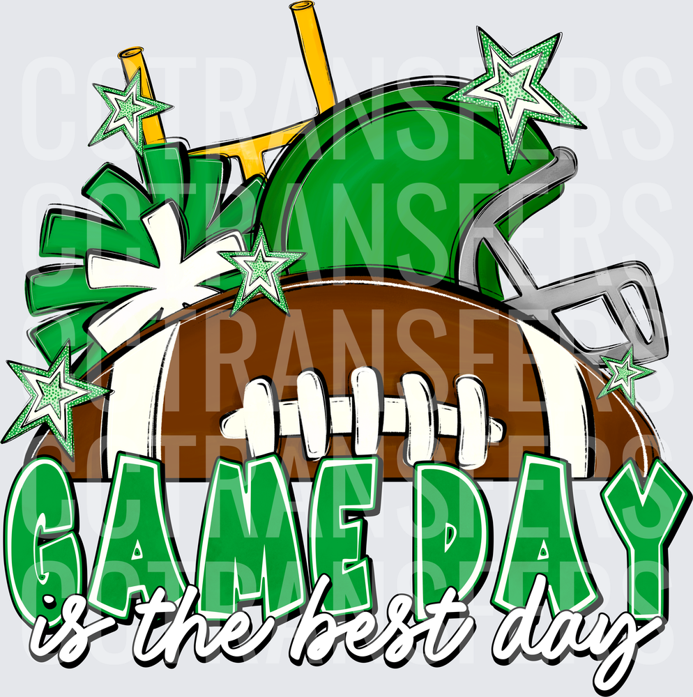 Game Day Is The Best Day Green Gold Football Helmet (DTF)