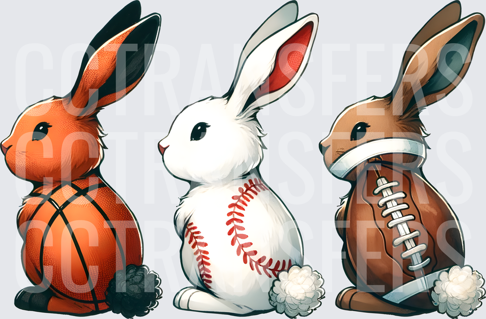 Sports Bunny Trio Basketball Baseball Football (DTF)