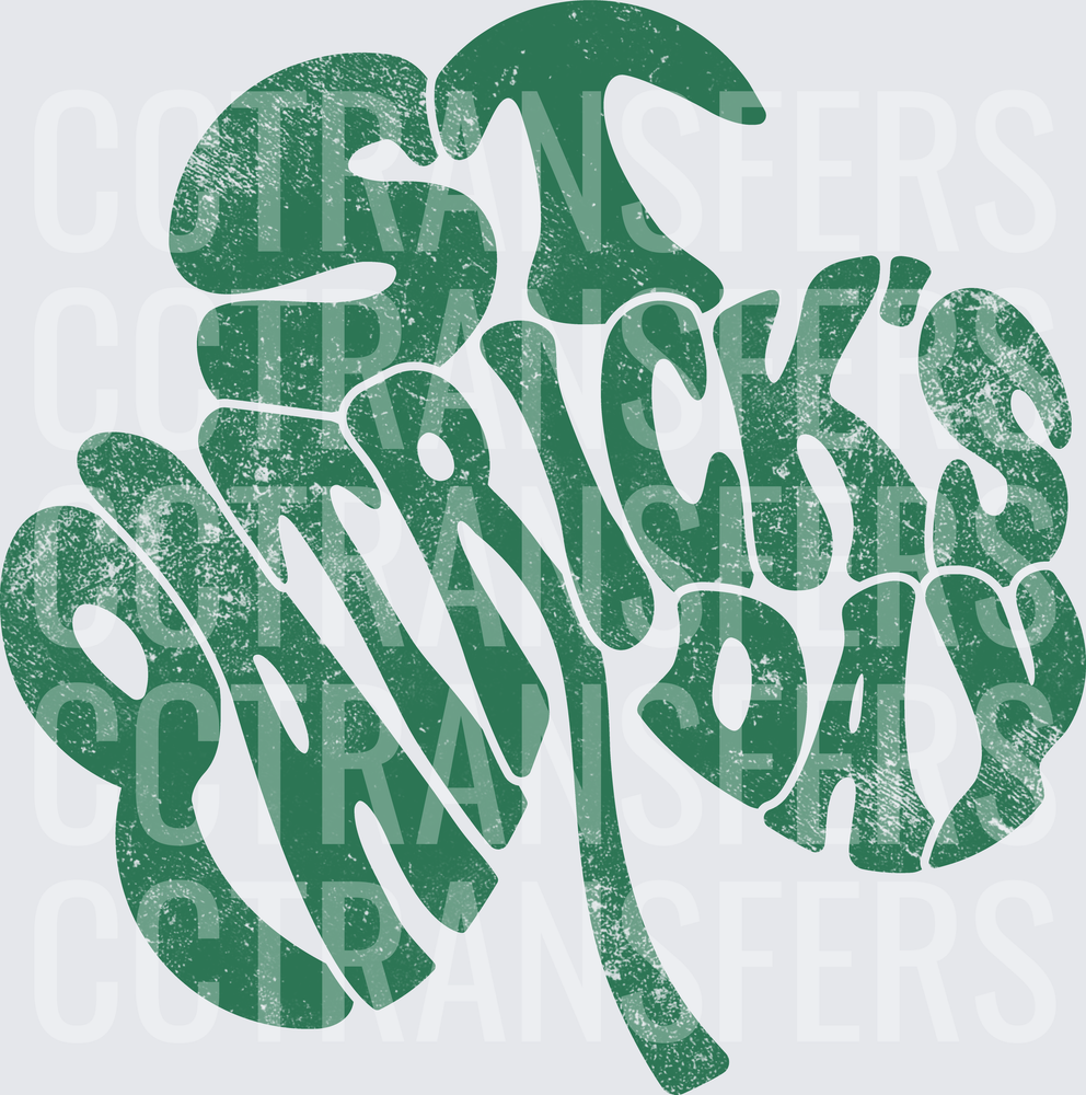 St Patrick's Day Shamrock Distressed Retro Typography (DTF)