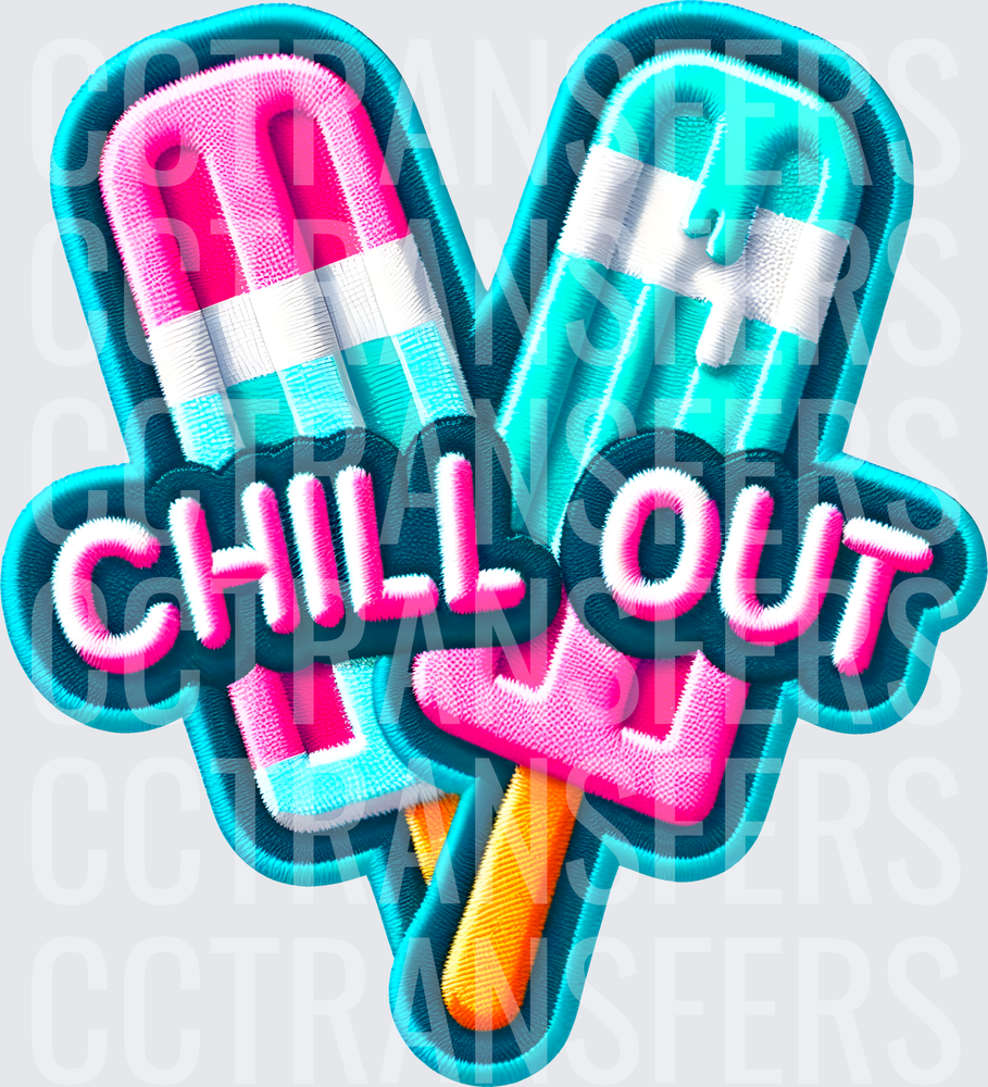 Chill Out Embroidered Patch Crossed Popsicles Summer (DTF)