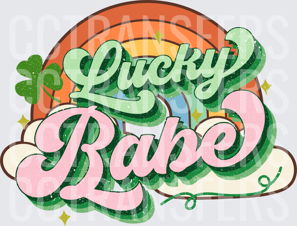 Lucky Babe Retro Rainbow Shamrock St. Patrick's Day (DTF)