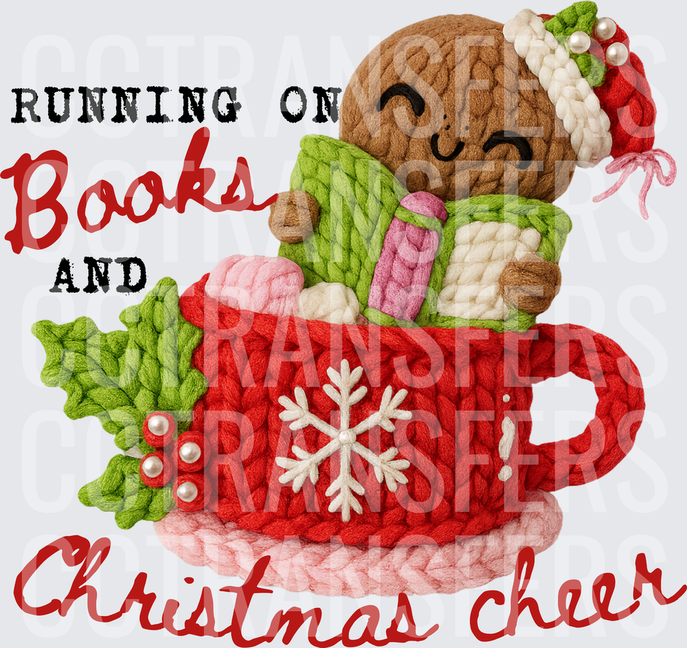 Running On Books And Christmas Cheer Cozy Knit Gingerbread (DTF)