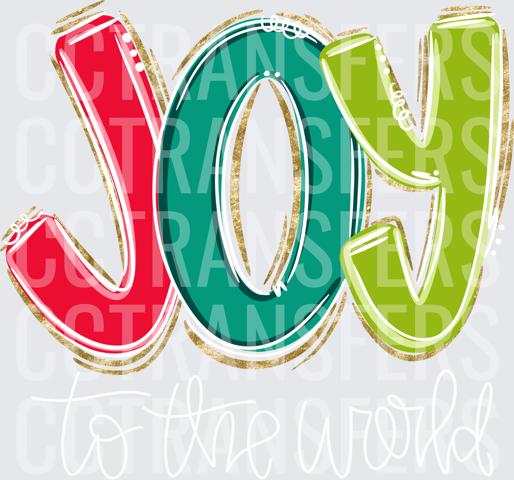Bold Christmas JOY Red Teal Green Gold Letters (DTF)