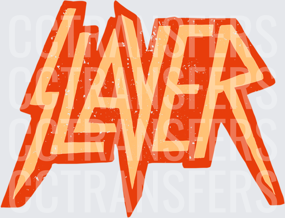 Slayer Bold Lightning Bolt Logo Distressed Orange (DTF)