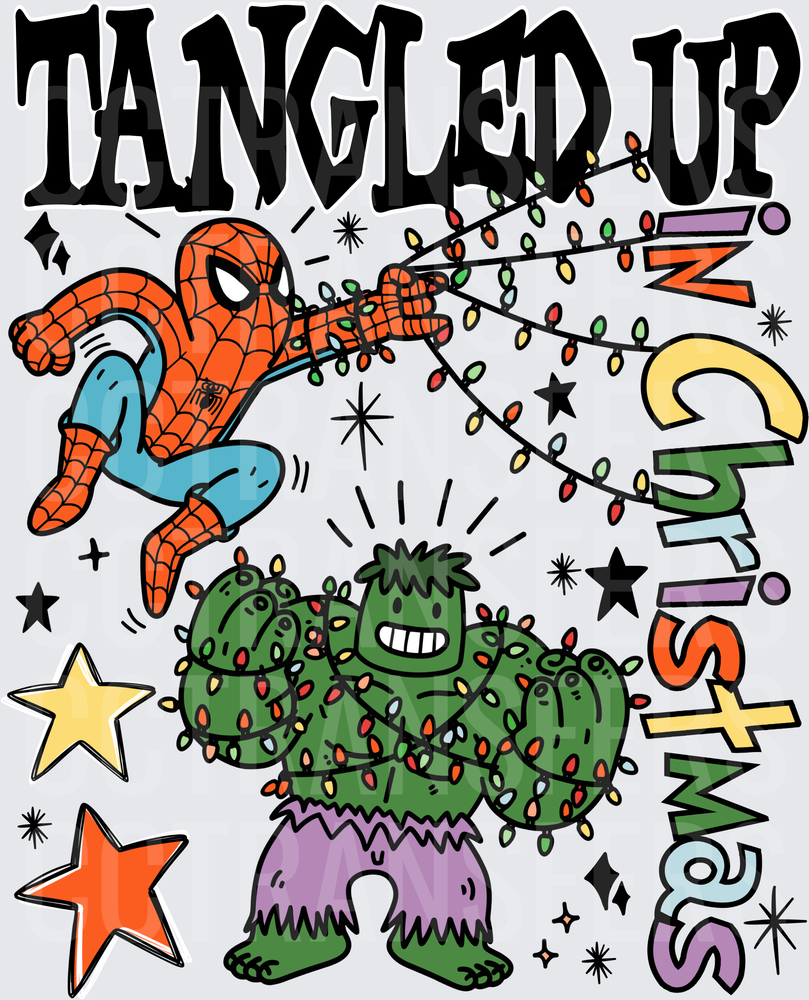 Tangled Up In Christmas Superheroes Holiday Lights (DTF)