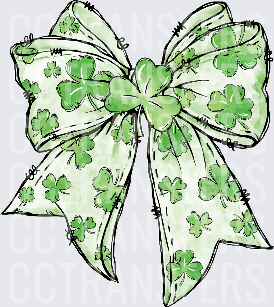 St. Patrick's Day Shamrock Ribbon Bow (DTF)