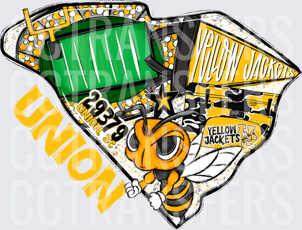 Union Yellow Jackets SC State Shape Mascot 29379 (DTF)