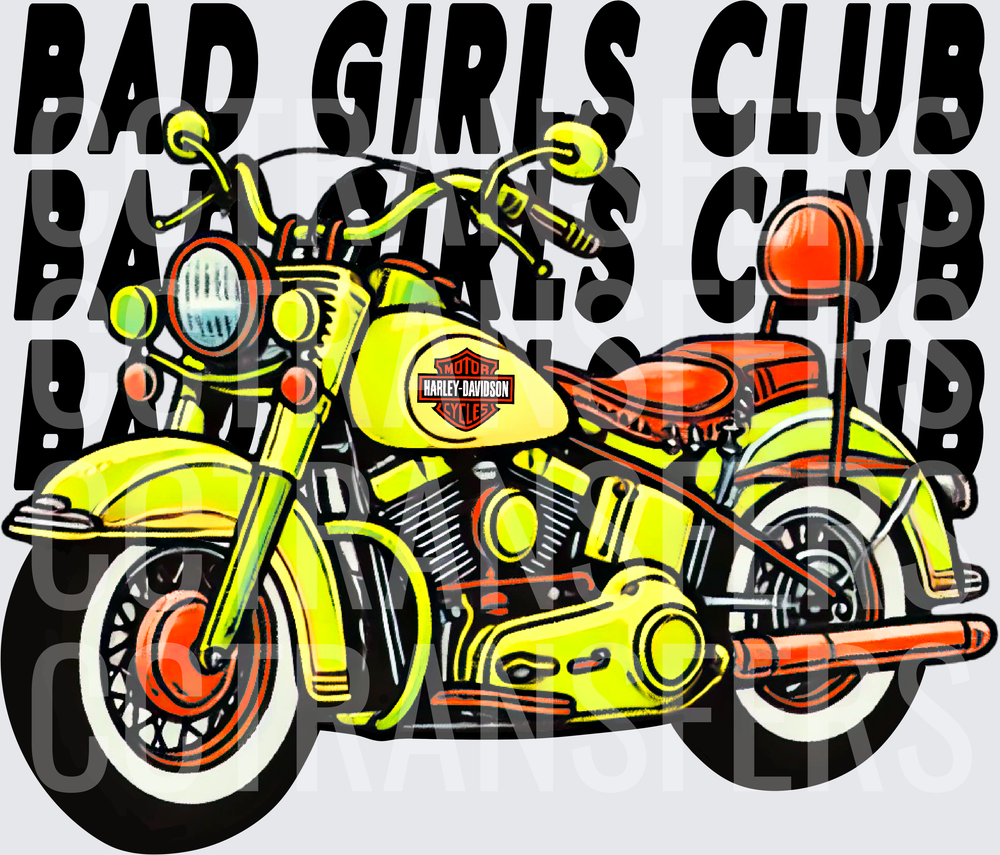 Bad Girls Club Retro Yellow Motorcycle (DTF)