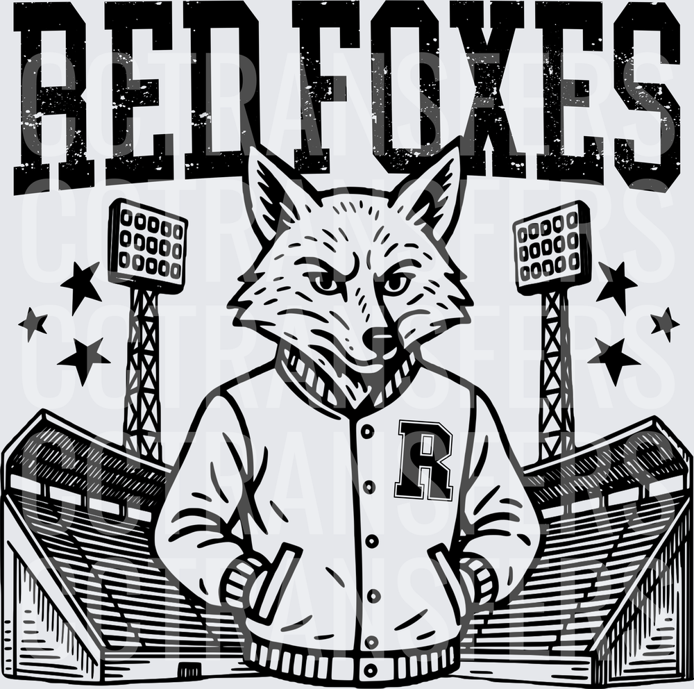 Red Foxes Mascot Fox Varsity Jacket Stadium Stars (DTF)