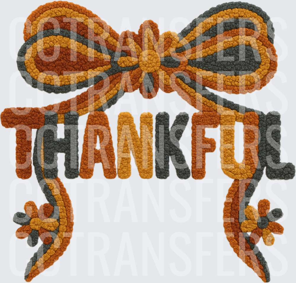 Thankful Crochet Bow Floral Fall Typography (DTF)
