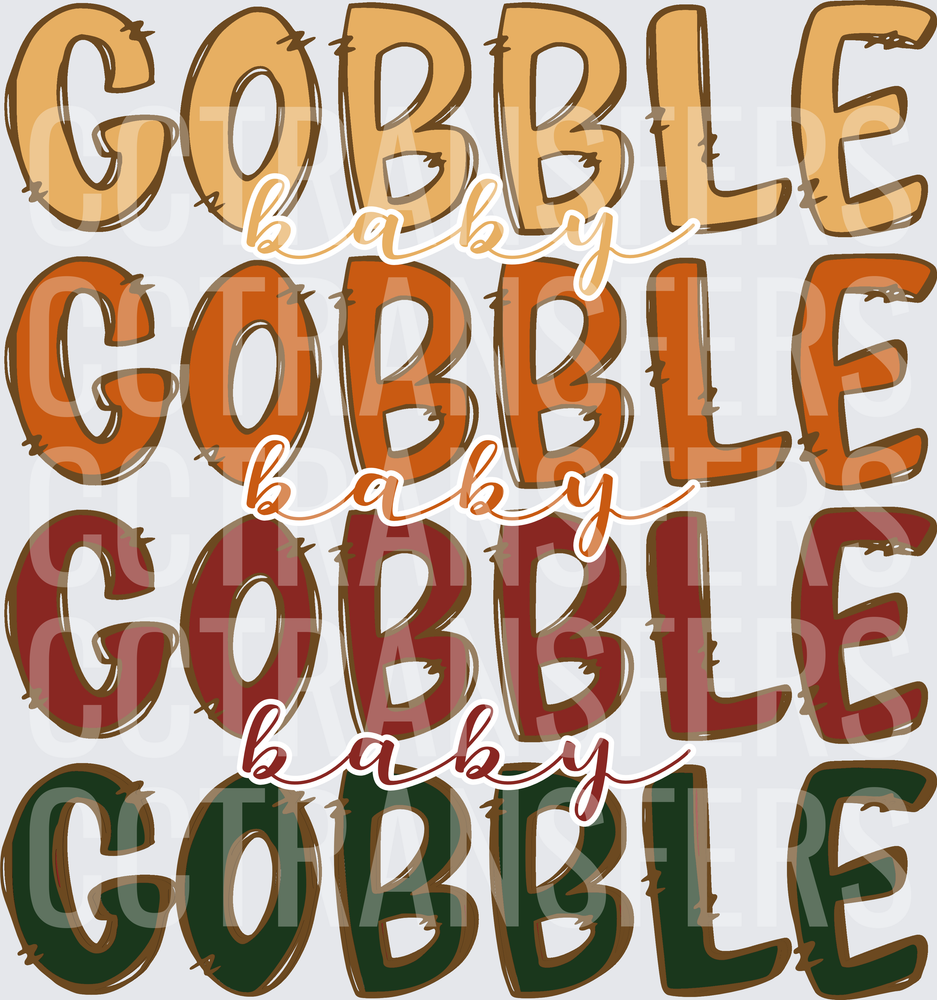 Gobble Baby Gobble Thanksgiving Stacked Text (DTF)