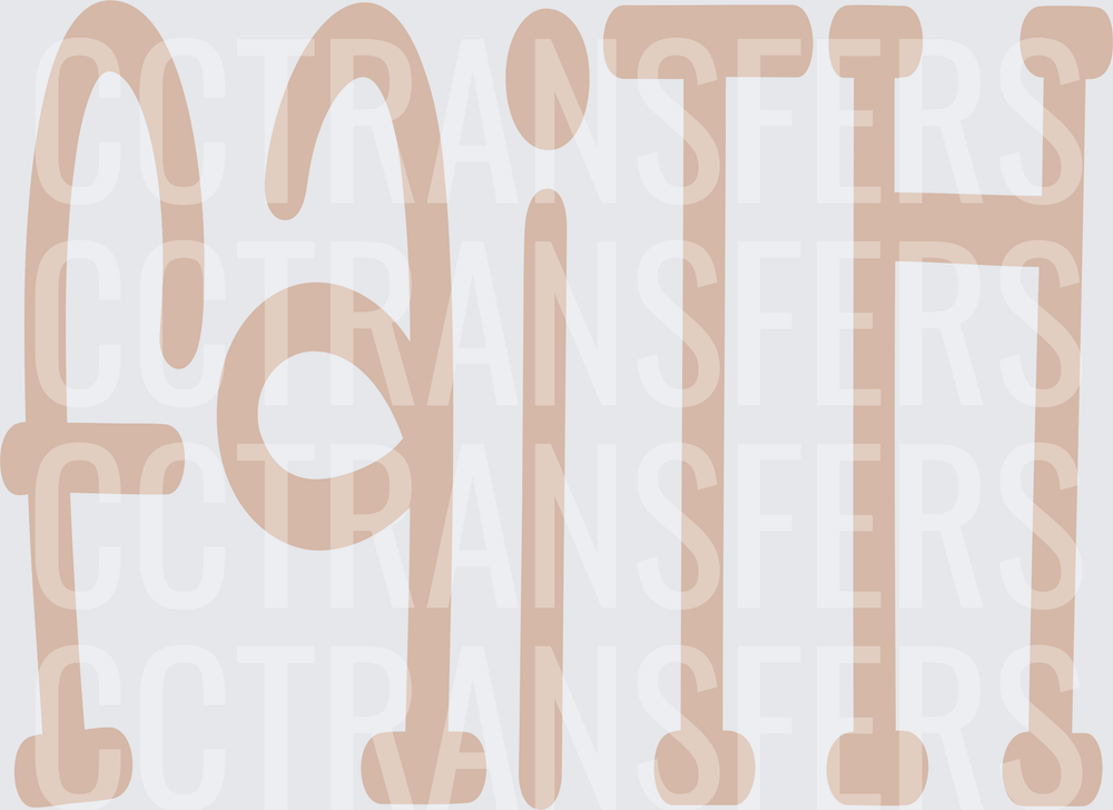 Faith Mixed Case Whimsical Typography Warm Tan (DTF)