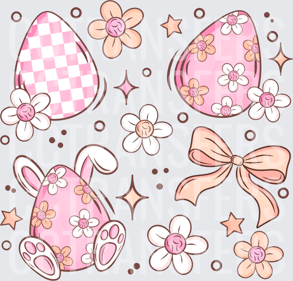 Pink Easter Eggs Bunny Floral Bow Coquette Spring (DTF)