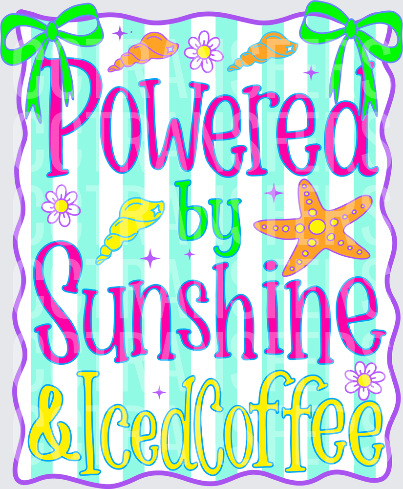 Powered By Sunshine & Iced Coffee Beach Bows Shells (DTF)