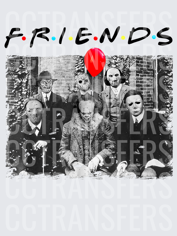Horror Icons Friends Parody Vintage Group Photo (DTF)