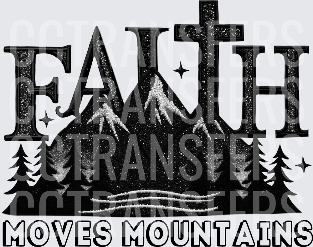 Faith Moves Mountains Cross Scenic Night Sky Design (DTF)