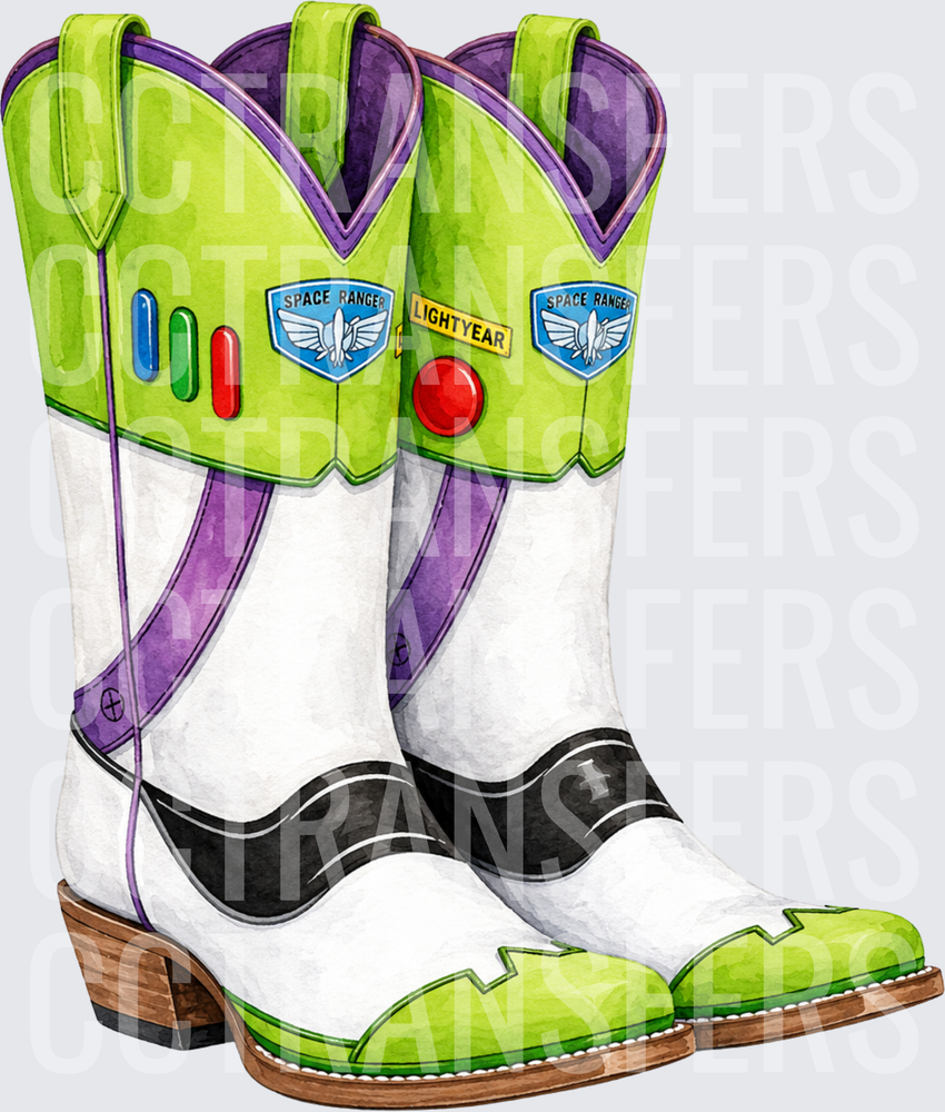Space Ranger Lightyear Cowboy Boots Watercolor (DTF)