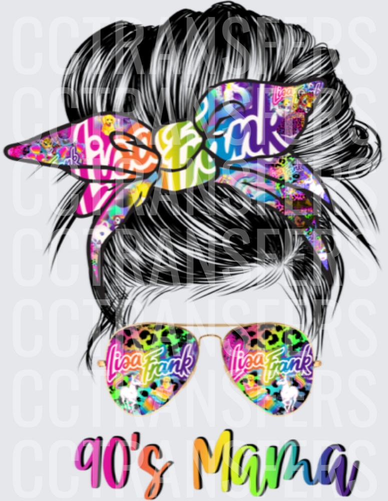 90's Mama Messy Bun Woman Colorful Bandana Sunglasses (DTF)