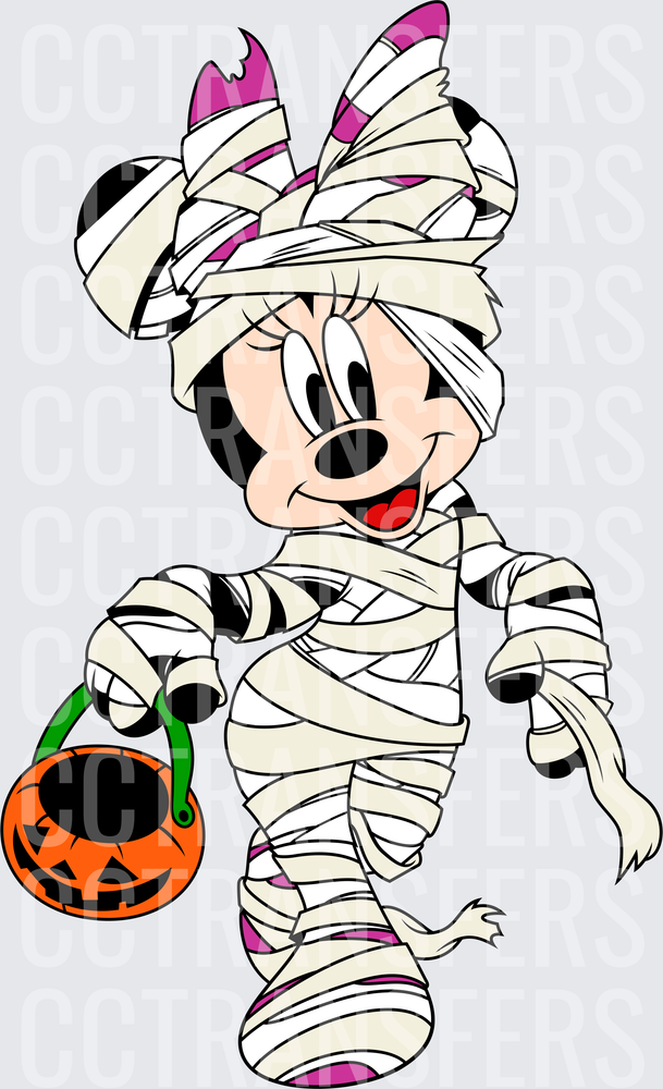 Cute Mouse Mummy Halloween Trick or Treat Pumpkin Basket (DTF)