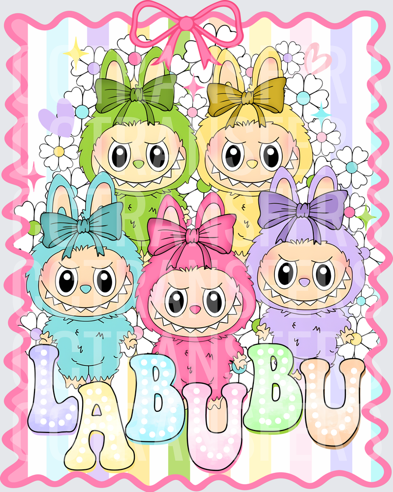 Labubu Pastel Monster Bunny Squad Floral Group (DTF)