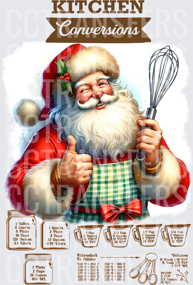 Kitchen Conversions Santa Chef Thumbs Up Whisk Apron (DTF)