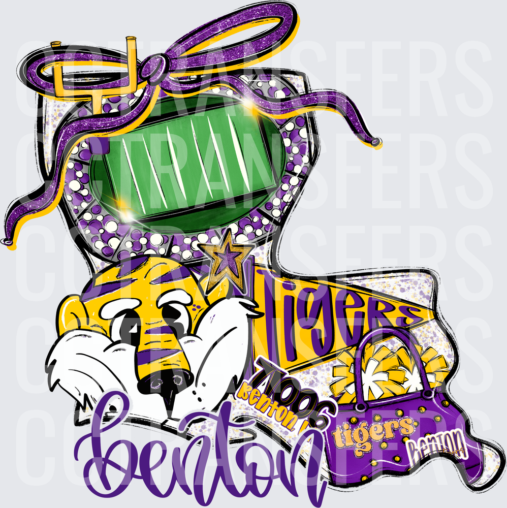 Benton Tigers Louisiana State Shape Football Mascot (DTF)