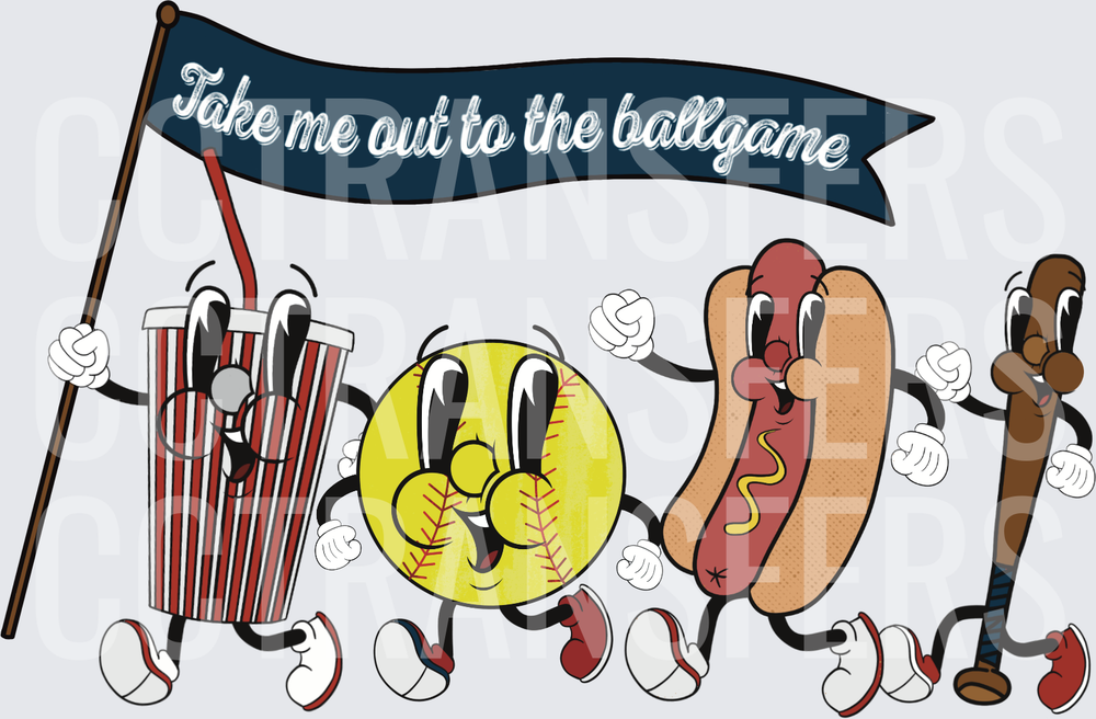 Take Me Out To The Ballgame Retro Baseball Mascots (DTF)
