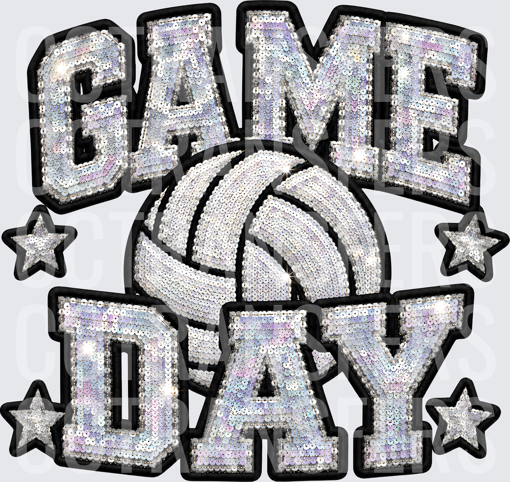 Volleyball Game Day Sequin Patch Stars (DTF)