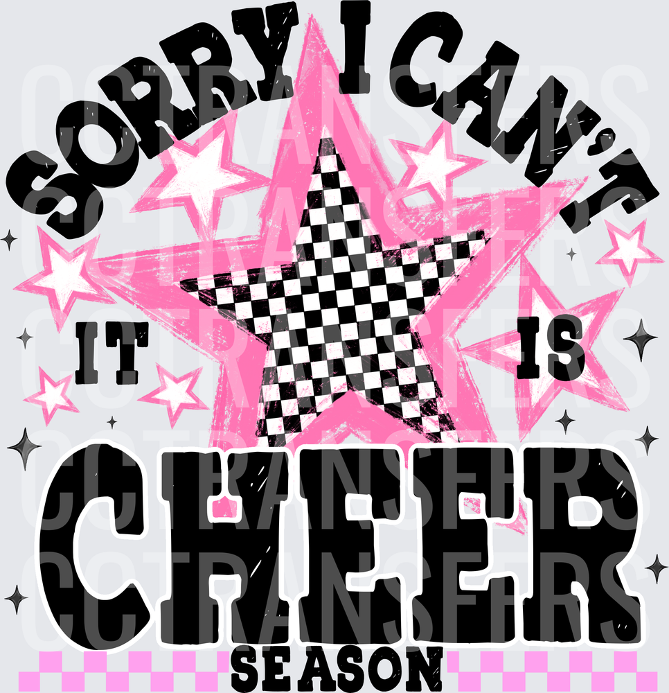Sorry I Can't It Is Cheer Season Pink Checkered Star (DTF)