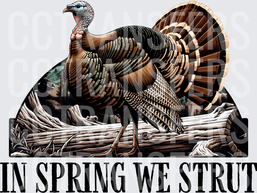 In Spring We Strut Wild Turkey Strutting Forest Scene (DTF)